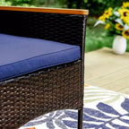 Captiva Designs 7pc Outdoor Patio Slat-top Dining Steel Table & Rattan Chairs with Removable Cushions