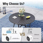 Captiva Designs 7pc Outdoor Patio Slat-top Dining Steel Table & Rattan Chairs with Removable Cushions