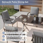 ALAULM Ensemble de Salle à Manger d'extérieur 16 pièces, Meubles de Patio en Métal avec 14 Chaises Fixes et 2 Grandes Tables avec Parasol pour Jardin
