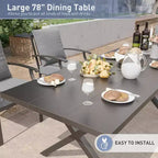 ALAULM Ensemble de Salle à Manger d'extérieur 16 pièces, Meubles de Patio en Métal avec 14 Chaises Fixes et 2 Grandes Tables avec Parasol pour Jardin