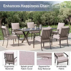 ALAULM Ensemble de Salle à Manger d'extérieur 16 pièces, Meubles de Patio en Métal avec 14 Chaises Fixes et 2 Grandes Tables avec Parasol pour Jardin
