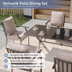 ALAULM Ensemble de Salle à Manger d'extérieur 16 pièces, Meubles de Patio en Métal avec 14 Chaises Fixes et 2 Grandes Tables avec Parasol pour Jardin