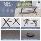 ALAULM Ensemble de Salle à Manger d'extérieur 16 pièces, Meubles de Patio en Métal avec 14 Chaises Fixes et 2 Grandes Tables avec Parasol pour Jardin