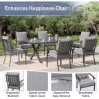 ALAULM Ensemble de Salle à Manger d'extérieur 16 pièces, Meubles de Patio en Métal avec 14 Chaises Fixes et 2 Grandes Tables avec Parasol pour Jardin