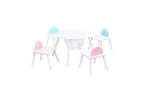 Table de panneau pour enfants avec 4 chaises, chaises de cuisine avec rangement caché, chaises artistiques modernes pour salle à manger, chambre d'enfants, blanc