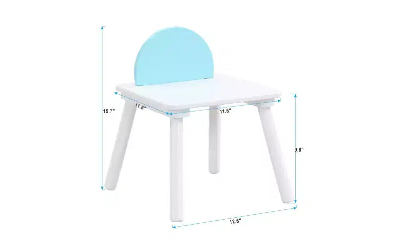 Table de panneau pour enfants avec 4 chaises, chaises de cuisine avec rangement caché, chaises artistiques modernes pour salle à manger, chambre d'enfants, blanc