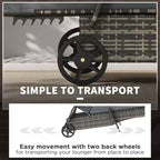 2 Reclining Chaise Lounge Chairs, Rolling Outdoor Chairs with Cushion, Pillow, Headrest, Armrests, and Wheels