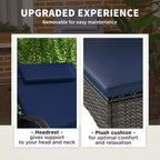 2 Reclining Chaise Lounge Chairs, Rolling Outdoor Chairs with Cushion, Pillow, Headrest, Armrests, and Wheels