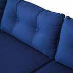 3 Piece Patio Furniture Set, Rattan Outdoor Sofa Set with Chaise Lounge & Loveseat, Soft Cushions, Tempered Glass Table, L-Shaped Sectional Couch