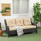 Canapé d'extérieur 3 places avec 4 coussins épais, Canapé de jardin
