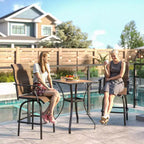 Set of 2 Outdoor Swivel Bar Stools with Armrests, Bar Height Patio Chairs with Steel Frame for Balcony, Poolside