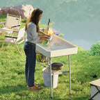 Table glacière pliable de 3,4 pieds avec bouchon de vidange, table d'extérieur pour remplir et refroidir avec étagère de rangement, glacière à boissons pour les fêtes et les pique-niques