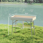 Table glacière pliable de 3,4 pieds avec bouchon de vidange, table d'extérieur pour remplir et refroidir avec étagère de rangement, glacière à boissons pour les fêtes et les pique-niques