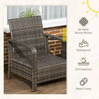 3 Piece Patio Furniture, PE Wicker Storage Table & Chairs