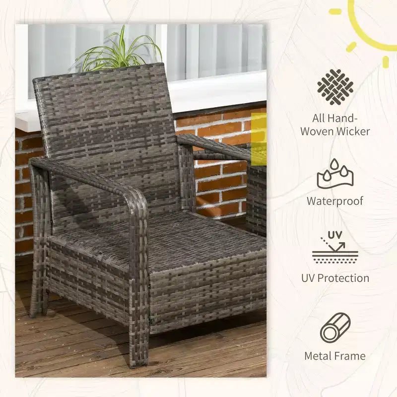 3 Piece Patio Furniture, PE Wicker Storage Table & Chairs