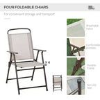 6 Piece Patio Dining Set for 4 with Umbrella, Outdoor Table and Chairs with 4 Folding Dining Chairs & Round Glass Table