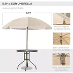 6 Piece Patio Dining Set for 4 with Umbrella, Outdoor Table and Chairs with 4 Folding Dining Chairs & Round Glass Table
