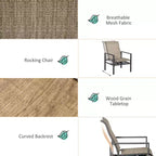 Ensemble de salle à manger 5 pièces pour patio de jardin, table avec seau à glace intégré, 4 chaises à bascule