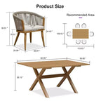 PURPLE LEAF Patio Dining Set All-Weather Wicker Aluminium Outdoor Table and Chairs Set for Backyard Decor Kitchen Modern Furniture Set
