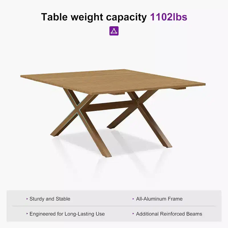 PURPLE LEAF Patio Dining Set All-Weather Wicker Aluminium Outdoor Table and Chairs Set for Backyard Decor Kitchen Modern Furniture Set