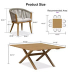 PURPLE LEAF Patio Dining Set All-Weather Wicker Aluminium Outdoor Table and Chairs Set for Backyard Decor Kitchen Modern Furniture Set