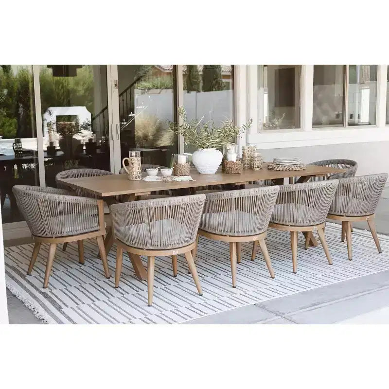 PURPLE LEAF Patio Dining Set All-Weather Wicker Aluminium Outdoor Table and Chairs Set for Backyard Decor Kitchen Modern Furniture Set
