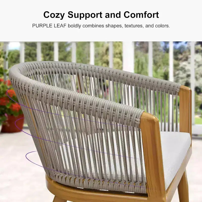 PURPLE LEAF Patio Dining Set All-Weather Wicker Aluminium Outdoor Table and Chairs Set for Backyard Decor Kitchen Modern Furniture Set