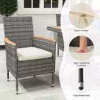Patio Dining Sets for 4, All Weather Rattan Outdoor Table and Chairs with Acacia Wood Tabletop
