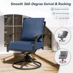 ALAULM Ensemble de Salle à Manger d'Extérieur 7 Pièces avec 2 Chaises Pivotantes et 4 Chaises Fixes, Mobilier de Jardin en Métal avec 6 Chaises et Grande Table avec Trou pour Parasol