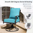 ALAULM Ensemble de Salle à Manger d'Extérieur 7 Pièces avec 2 Chaises Pivotantes et 4 Chaises Fixes, Mobilier de Jardin en Métal avec 6 Chaises et Grande Table avec Trou pour Parasol