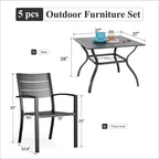 Captiva Designs Ensemble de salle à manger d'extérieur 5 pièces en acier avec table et chaises en métal à dossier rayé