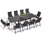 Crestlive Products - Ensemble de salle à manger d'extérieur extensible avec cadre en aluminium et fauteuils de salle à manger pliants réglables pour 8 à 10 personnes