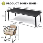 Ensembles de salle à manger Crestlive Products 7/9 pièces avec table en aluminium et fauteuils en rotin avec coussin