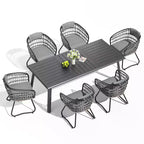 Ensembles de salle à manger Crestlive Products 7/9 pièces avec table en aluminium et fauteuils en rotin avec coussin