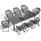 Ensembles de salle à manger Crestlive Products 7/9 pièces avec table en aluminium et fauteuils en rotin avec coussin