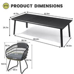 Ensembles de salle à manger Crestlive Products 7/9 pièces avec table en aluminium et fauteuils en rotin avec coussin