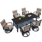 Ensembles de salle à manger d'extérieur en aluminium Crestlive Products Table de salle à manger de patio avec fauteuils semi-ronds classiques pour 6 à 10 personnes