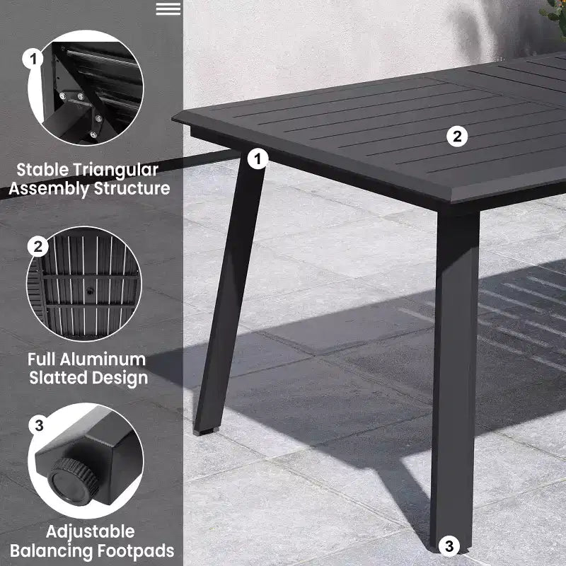 Ensembles de salle à manger d'extérieur en aluminium Crestlive Products Table de salle à manger de patio avec fauteuils semi-ronds classiques pour 6 à 10 personnes