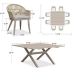 Ensemble de salle à manger de patio PURPLE LEAF avec table à manger d'extérieur en aluminium et chaises en rotin tressé, ensemble de meubles modernes pour jardin, cour, décoration intérieure, couleur champagne