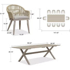 Ensemble de salle à manger de patio PURPLE LEAF avec table à manger d'extérieur en aluminium et chaises en rotin tressé, ensemble de meubles modernes pour jardin, cour, décoration intérieure, couleur champagne