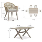 Ensemble de salle à manger de patio PURPLE LEAF avec table à manger d'extérieur en aluminium et chaises en rotin tressé, ensemble de meubles modernes pour jardin, cour, décoration intérieure, couleur champagne