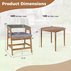 5 Pieces Patio Dining Set with Cushions and PE Rattan Backrest for Garden and Backyard