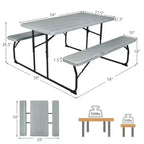 Ensemble table de pique-nique pliante banc intérieur et extérieur avec texture aspect bois
