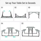 Ensemble table de pique-nique pliante banc intérieur et extérieur avec texture aspect bois