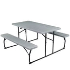 Ensemble table de pique-nique pliante banc intérieur et extérieur avec texture aspect bois