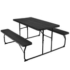 Ensemble table de pique-nique pliante banc intérieur et extérieur avec texture aspect bois