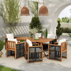 Christopher Knight Home Nori Ensemble de salle à manger extérieur 7 pièces moderne en bois d'acacia avec cordon tissé à la main