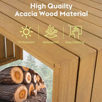CLIHOME Ensemble de Bar Extérieur 5 Pièces, Table Haute de Bar en Bois d'Acacia pour Patio & Quatre Tabourets avec Coussins, Ensemble de Bar de Salle à Manger en Bois