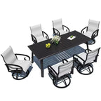 Crestlive Products – Ensembles de salle à manger d'extérieur en aluminium, table de salle à manger de terrasse avec fauteuils ergonomiques pour 6 à 10 personnes