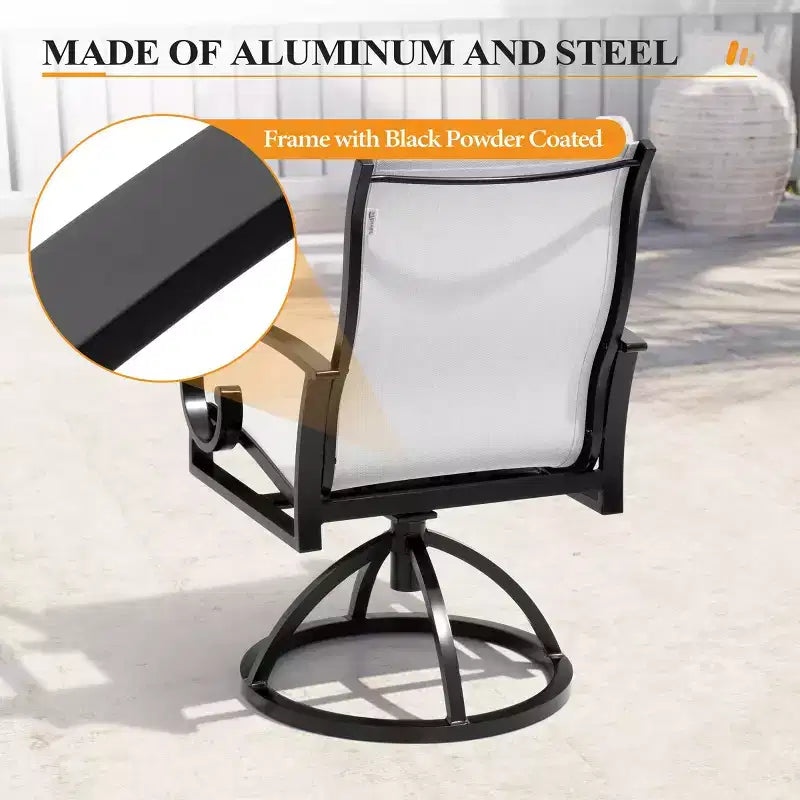 Crestlive Products – Ensembles de salle à manger d'extérieur en aluminium, table de salle à manger de terrasse avec fauteuils ergonomiques pour 6 à 10 personnes